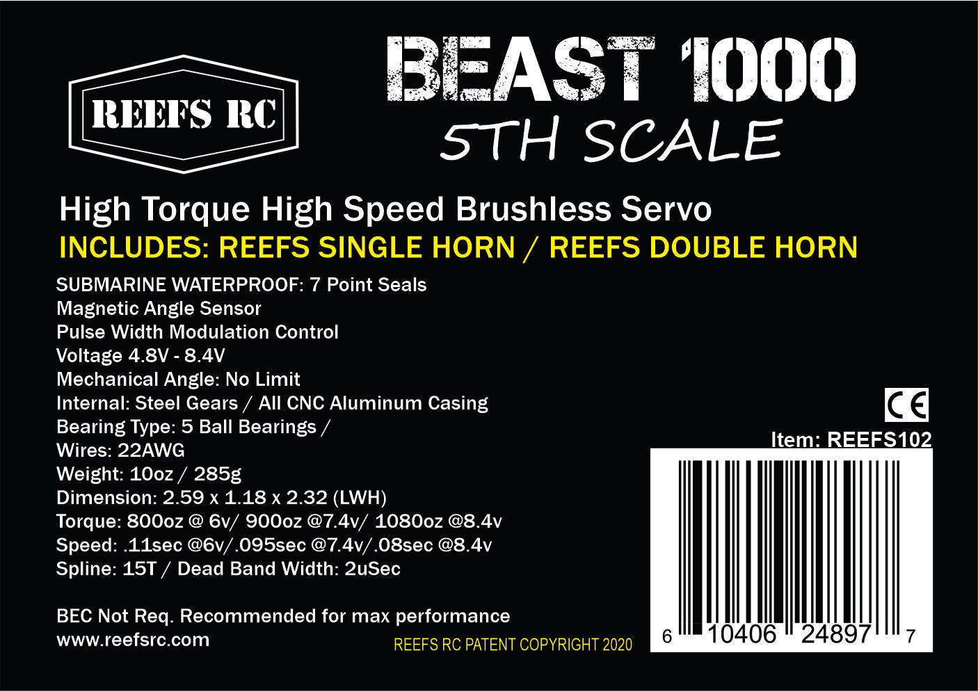 Reefs RC Beast 1000 1/5th Scale Servo