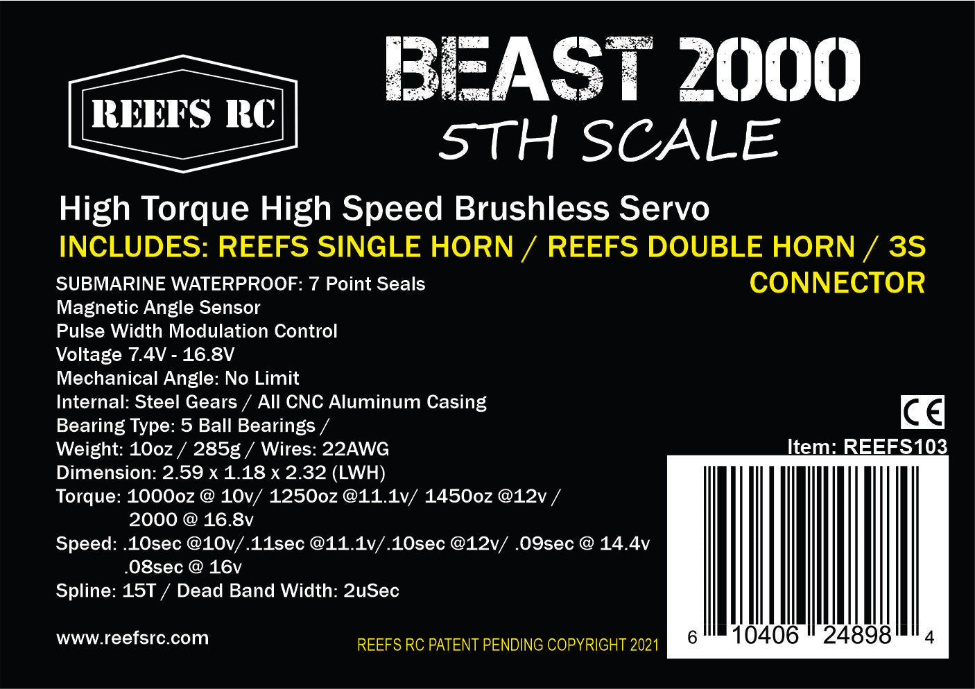 Reefs RC Beast 2000 1/5th Scale Servo